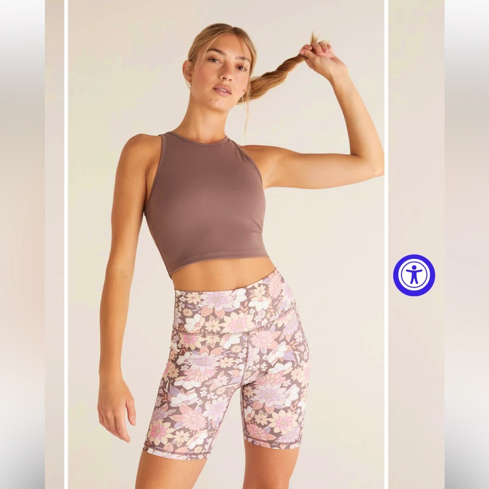 NEW Z Supply Active Pink and Purple floral Bike Shorts size M